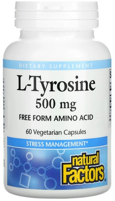 네츄럴팩터스 엘 타이로신 L-Tyrosine 500 mg 60 식물성 캡슐, 60정, 1개 - 쿠팡