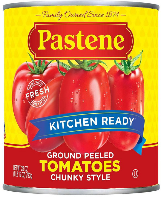 Pastene 주방에서 바로 사용 가능한 큼직하게 갈은 껍질 벗긴 토마토 6팩, 793g, 6개