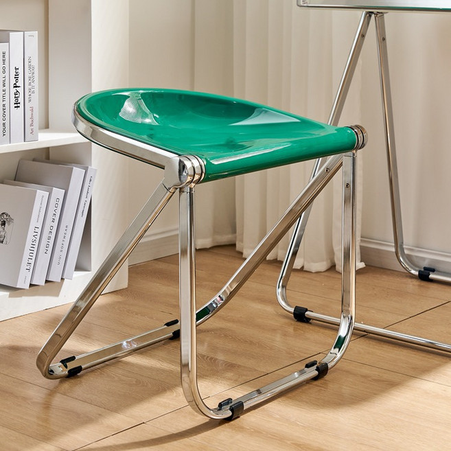 데코트리 아크릴 반달 인테리어 의자, 그린, 1개