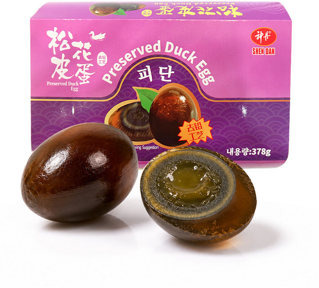(배터짐) 선단전통식품 송화단 피단 삭힌 오리알63g6알 한곽 중국요리, 1개, 378g