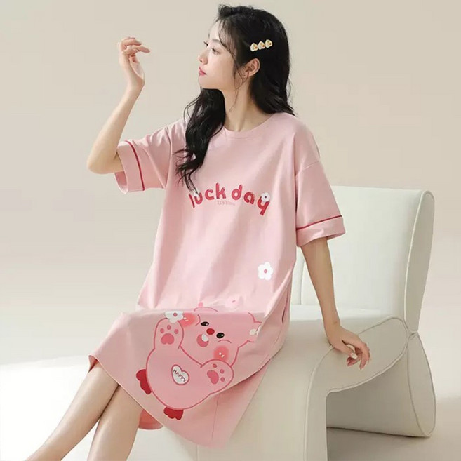 Pink Lady 幸運熊 短袖洋裝 女睡衣 居家服