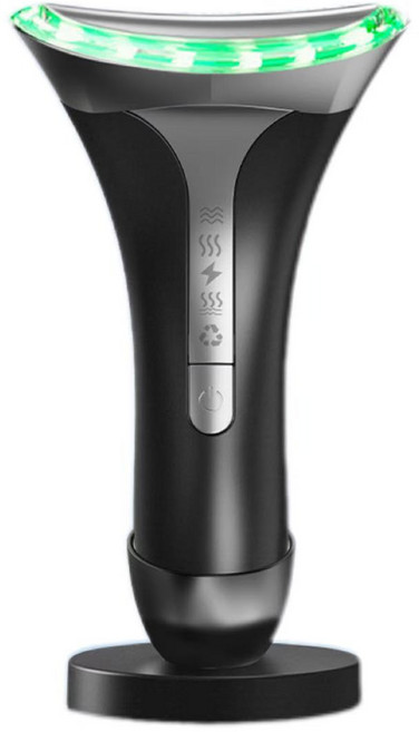 美頸儀兩用微電流面部導入儀震動按摩儀頸紋儀嫩膚頸部美容儀, 1個, 曜石黑-中文包裝