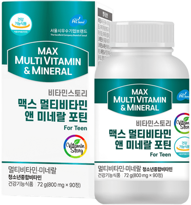 수험생 청소년 영양제 멀티 비타민 앤 미네랄 아연 비오틴 홍삼 유산균 초유 DHA 클로렐라 고등 학생 중학생 초등생 주니어 성장기 어린이 아이들 건강 종합 기능식품, 90정, 1개