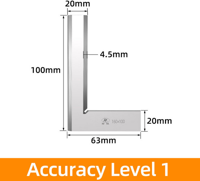 목공용 나이프 엣지 스퀘어 눈금자 금속 목공 및 조이너리 도구 세트 측정 시도 앵글 90, 100X63, 1개