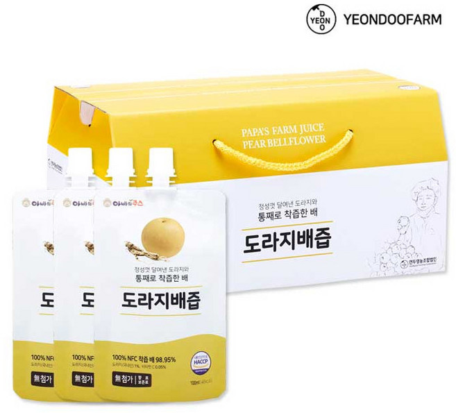 [연두팜] 아빠의주스 도라지배즙 100ml 20개입 한박스, 2L, 20개