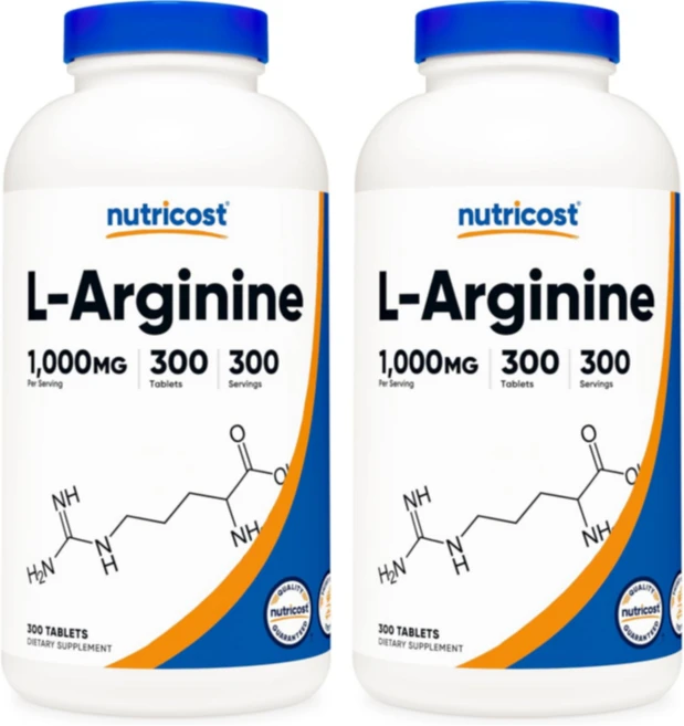 Nutricost L-Arginine 뉴트리코스트 L 아르기닌 1000mg 300타블렛 2팩, 300정, 2개 - 쿠팡