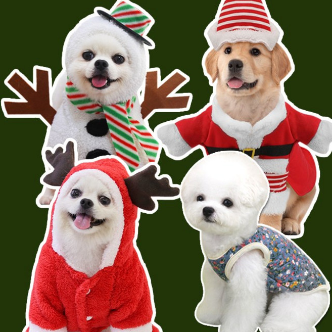 강아지 크리스마스 옷 고양이 산타 처키 포치타 트리 망토 모자 코스튬 산타복 대형 소형, 2-03. 처키 M