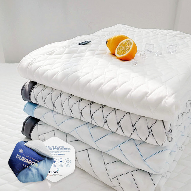 쿨링 웨이브 밤새 깨지않는 듀라론 고정밴드 냉감수면패드 S/Q/K/패밀리 4컬러, 핀화이트