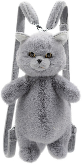 Chongker 仿真毛絨玩偶 可愛貓咪造型, 藍貓背包(豎瞳)現貨,36cm*15cm*20cm