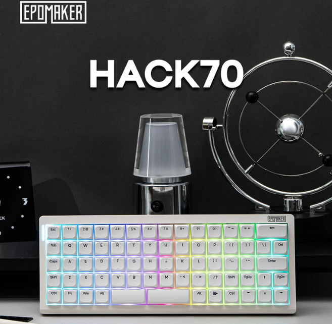 EPOMAKER HACK70 기계식 게이밍 키보드 VIA핫스왑 RGB 70키 3000mah긴항속 gasket 무선3모드, 화이트(운옥축), HACK70모델