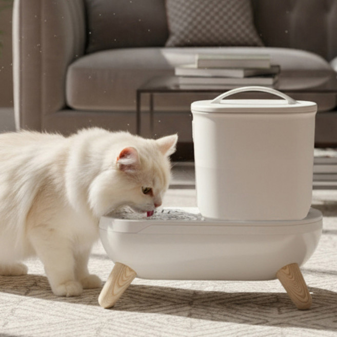 퓨어나인 셀프케어S9 화이트크림D15 거름망 1개포함 프리미엄 펫워터생성 자동급수기 고양이정수기 강아지급수기, S9-D15-whiteC, 화이트크림, 1개