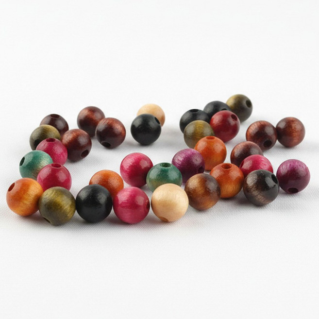 [10mm 구멍 소]국산 나무구슬 DIY 공예 재료 팔찌 키링 만들기 우드 비즈 80개입, 1세트, 나무구슬(구멍)-소10mm 혼합(80개)