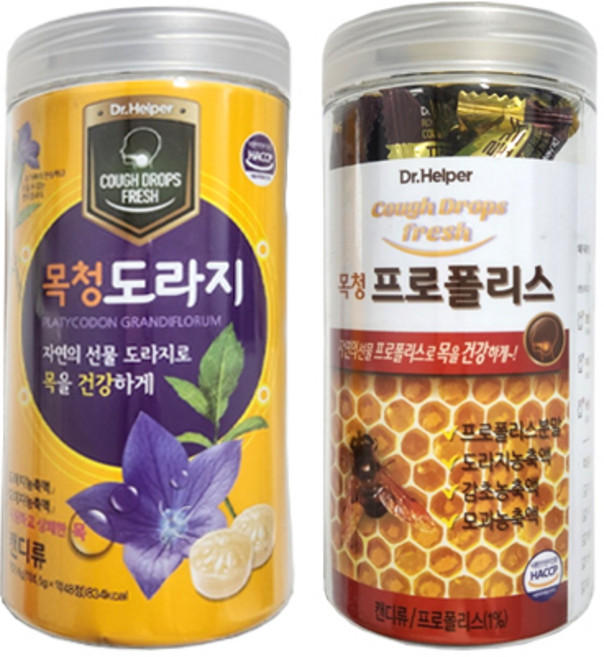 닥터헬퍼 목청 도라지 캔디 48정 1개 + 목청 프로폴리스 캔디 48정 1개, 126g