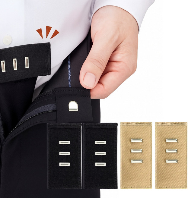 허리남녀 바지 허리확장 버튼 익스텐더 3단 조절밴드, 블랙2개+카키2개