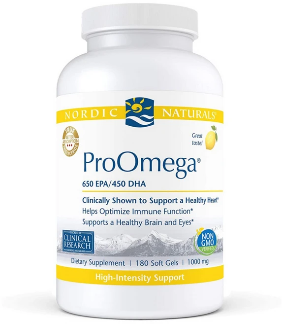 Nordic Naturals 프로오메가 650 EPA /450 DHA 1000mg 레몬 소프트 젤, 180정, 1개 - 쿠팡