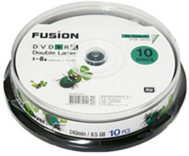 퓨전 8배속 8.5GB DVD + R DL 케이크박스 포장 공DVD 10p, 1개