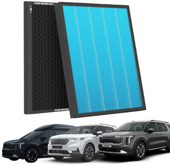 1+1 PM 0.3 에어컨필터 활성탄 블루 초미세먼지, 2개, 4세대 카니발 KA4 (20~현재) [FCP-03]