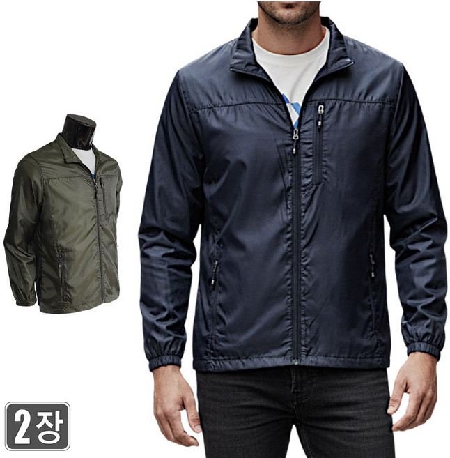 1+1 웨어몬 봄여름가을 가성비 바람막이 자켓 WF-131 지퍼포켓 등산 외출 일상복