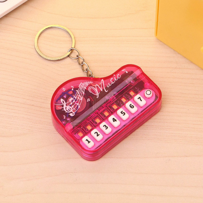 멜로디 연주 가능한 피아노 키링 귀여운 미니 피아노 감성 열쇠고리, 레드, 1개