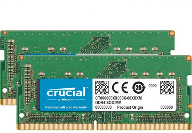 크루셜 램 32GB 키트 (16GBx2) DDR4 3200MHz CL22 (또는 2933MHz 또는 2666MHz) 노트북 메모리 CT2K16G4SFD832A