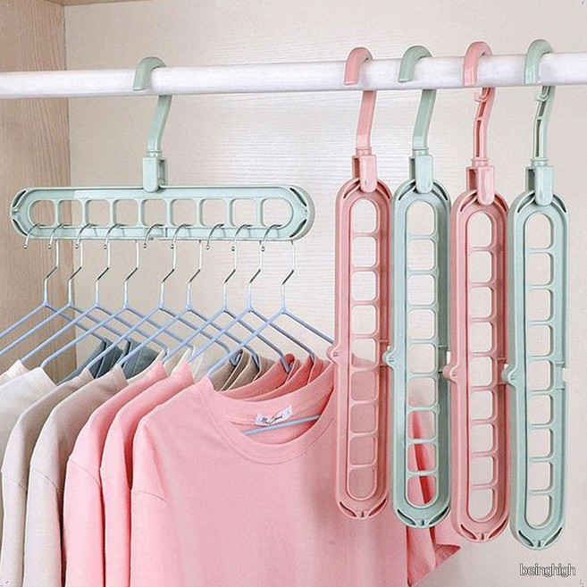 9구 세로 옷걸이 회전 옷걸이 옷장 공간활용, 1개, 그린 DC002335