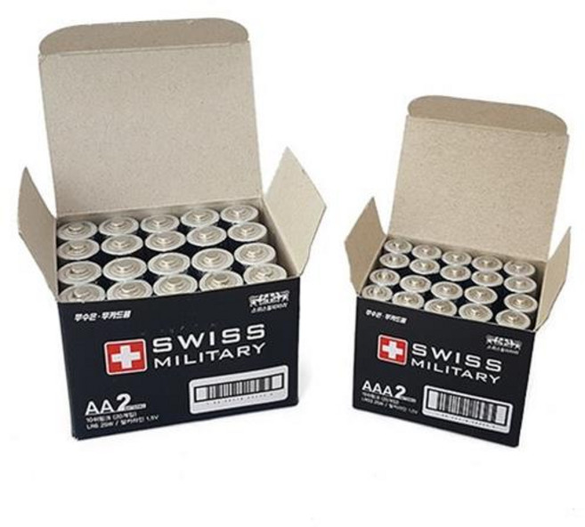 [무배]스위스밀리터리 AA20알+AAA20알 건전지, 40개입, 1세트