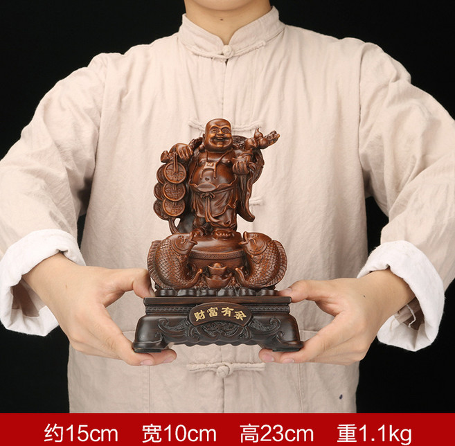彌勒佛擺件佛像, 檀木色5126