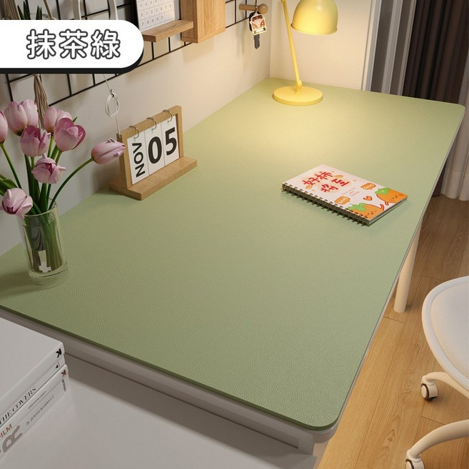 好的家居 馬卡龍桌墊 環保TPU材質 防水防污 不反光書寫墊 餐桌電腦桌適用 抹茶綠 100x60cm, 1個, 抹茶綠,100x60cm
