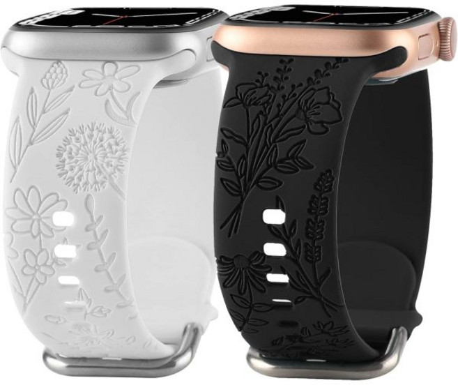 Apple Watch 밴드 38mm 40mm 41mm와 호환되는 꽃무늬 실리콘 밴드 귀여운 여성 야생화 소프트 스포츠 스트랩 교체용 손목 iWatch 시리즈 11 10 9 8