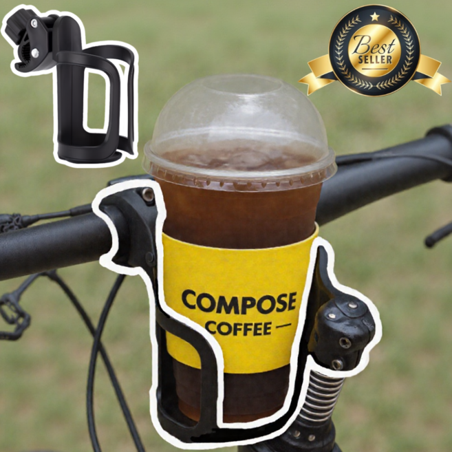 라코비 오토바이 자전거 유모차 컵홀더 물병거치대, FREE 블랙