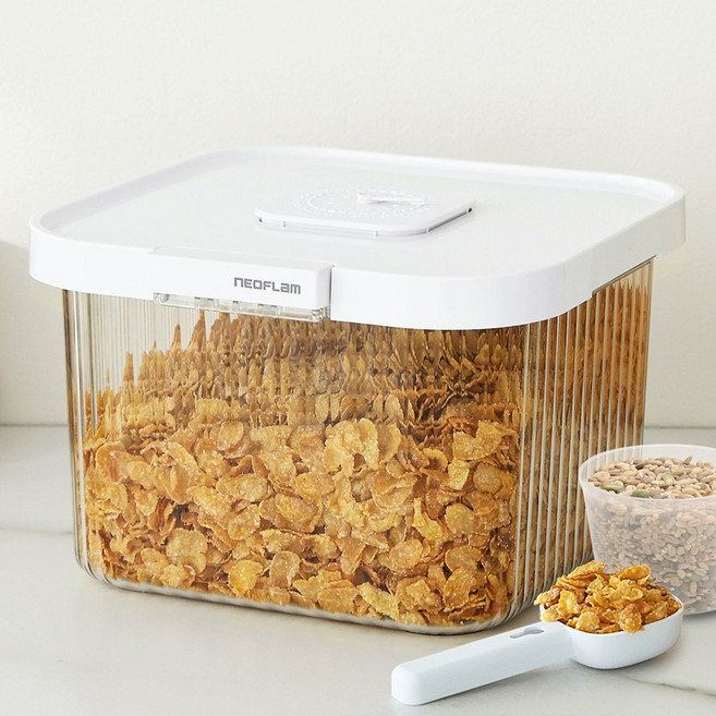 네오플램 투명 원터치 쌀통 5kg, 1세트