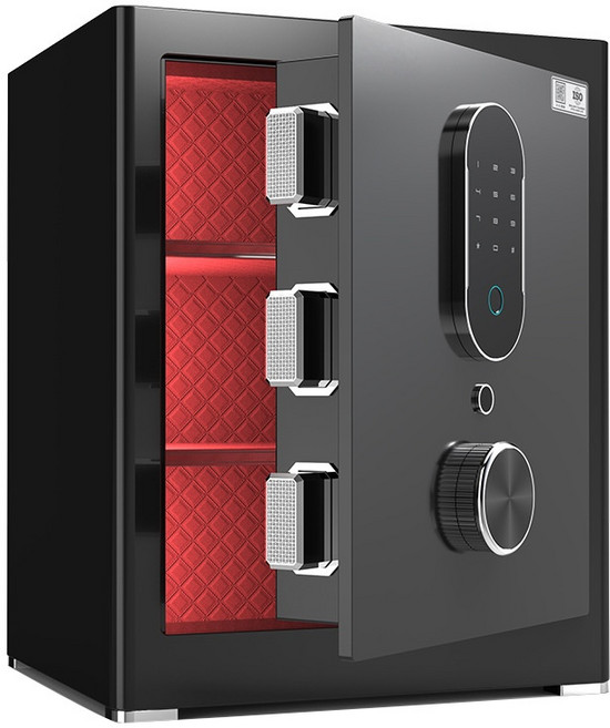 LOVFIR 금고 가정용 지문 암호 금고 스틸 키높이 보관함, 블랙-60