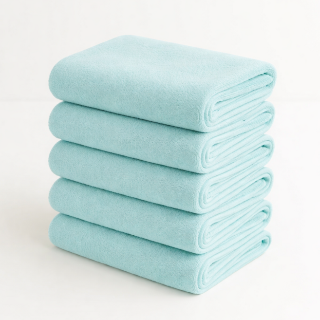 아크디 먼지없는 가벼운 극세사 수건, 민트, 5개