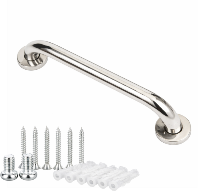스테인리스 욕실 안전바 화장실 손잡이 미끄럼방지 벽부형 보조손잡이, 실버, 1개