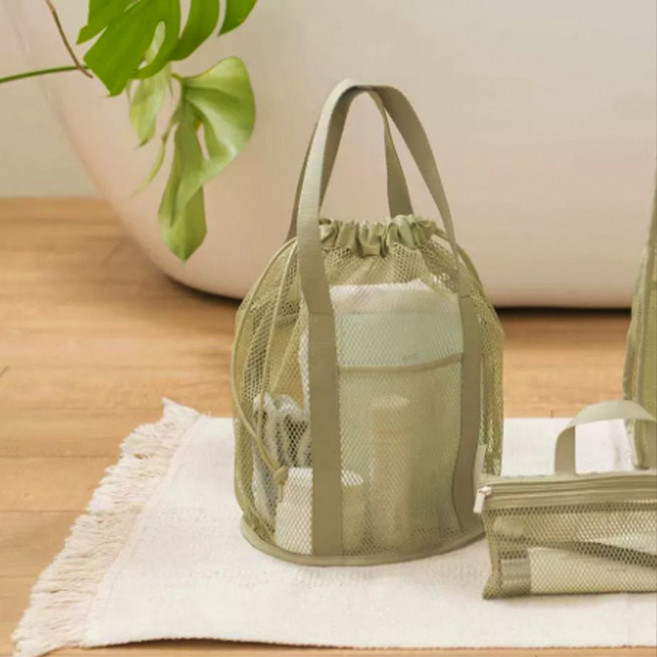 레디박스 수영장 해변 목욕 물빠짐 메쉬 가방, 그린