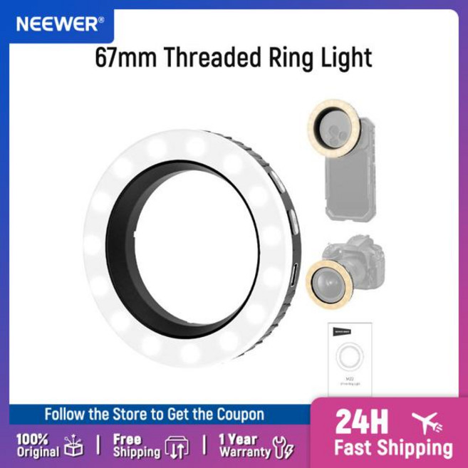 NEEWER 베이직스 67mm 나사식 링 라이트 67mm 휴대폰 마운트/케이스/렌즈용 충전식 바이컬러 LED 셀카 사진 조명, [01] 옵션1
