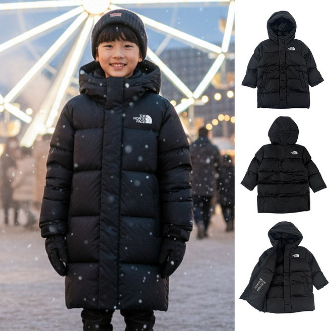 [백화점] 노스페이스 키즈 롱패딩 뉴퍼피 롱다운 자켓 + STOC파우치