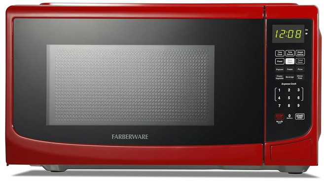 Farberware 0 7 입방 피트 레드 전자레인지 700W 10가지 파워 레벨 자동 조리 및 기능, 0.7입방 피트, 블랙.