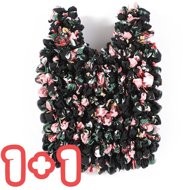 [깡앤총] 쭉쭉 늘어나는 요술 주름 장바구니 시장가방 1+1, 블랙, 2개