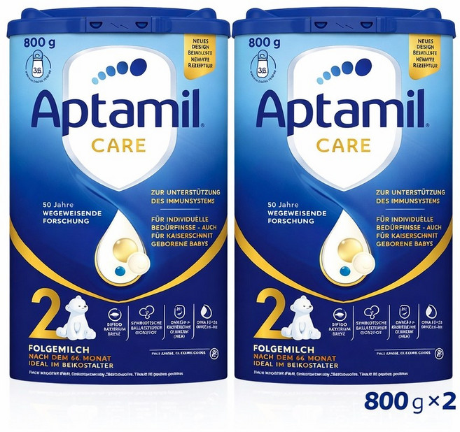 압타밀 케어 2단계 분유 신생아 영아 분유 장케어 800g 독일, 압타밀 케어 2, 800g x 2