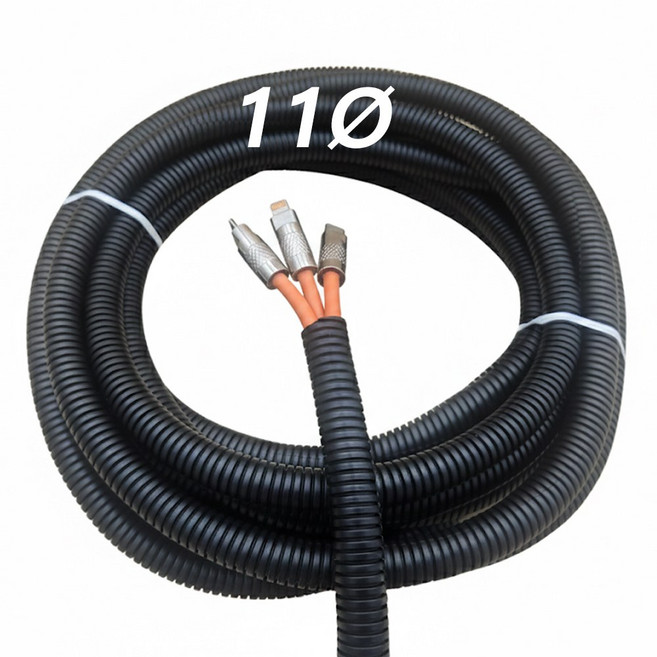 이음케이블 국산 CD관 콜게이트튜브 가름형 반려동물보호튜브 강아지 고양이전선 전선보호튜브 케이블정리 전기선 배선 자동차배선 절연주름관 (전기절연테이프 사은품), 11파이, 1개, 블랙(5미터)