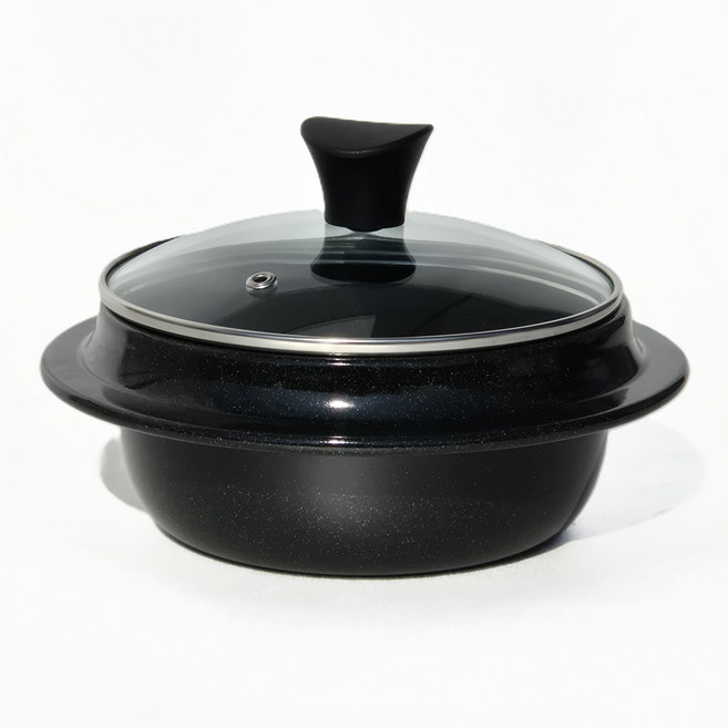 김수미 IH 포세린 가마솥 인덕션 뚝배기 냄비, 1개, 블랙, 17cm