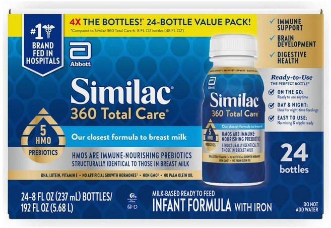 Similac 시밀락 360 토탈 케어 액상 유아 분유 237ml, 24개