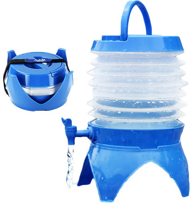 大容量5L 戶外摺疊水桶 露營儲水飲水桶 釣魚收納水袋, 1個, N/A, 萬用摺疊伸縮飲水器