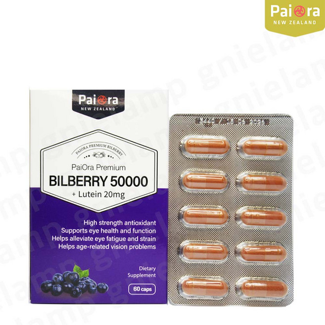 [사은품]뉴질랜드 파이오라 빌베리 50000 + 루테인 20mg 60캡슐 눈영양제 눈건강, 120정, 2개