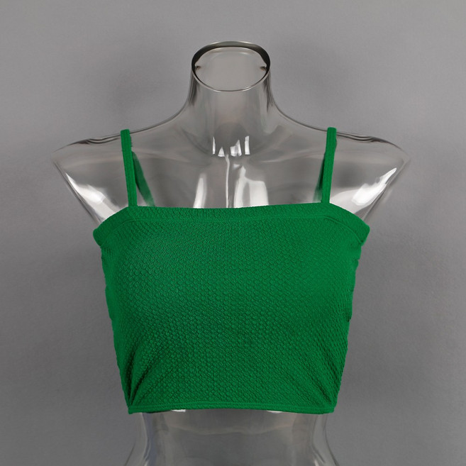 [비치팜]베리 폼폼이 비키니 상의 수영복 비치 브라 탑, 그린