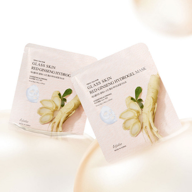에스폴리오 글래스스킨 홍삼 하이드로겔 마스크 피부탄력 리프팅, 1개, 5개입