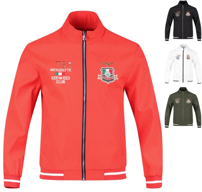 배색 시보리 라인 남자 캐주얼 골프 집업 점퍼 골프웨어 레저 봄