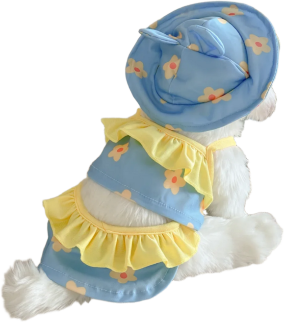 (수영 모자 세트) 댕냥쓰 강아지 수영복 / 비키니 원피스 / 애견 수영장 물놀이 옷 용품 / 댕댕이 반려견 강쥐 여름 휴가 마린룩 / 휴가철 휴양지 바캉스룩, 비키니 형, 1개