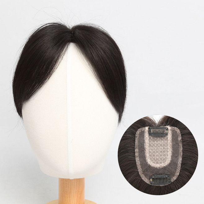 [M2009] 리얼플러스 불파트 슈퍼망 남자정수리가발 인모100%, 검정, 1개